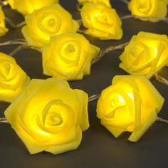 Гирлянда «Нить» 5 м «Розы жёлтые», IP20, прозр. нить, 20 LED, свечение т/бел, 220 В Luazon Lighting