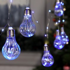 Гирлянда Нить 3м «Лампочки объёмные», IP20, серебр. нить, 100 LED, свечение синее, 3.5 В Luazon Lighting