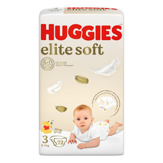 Подгузники Huggies, Elite Soft 3 (5-9 кг), 72 шт