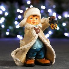 Фигура "Мальчик в тулупе с фонарем" 7х11х14см Хорошие сувениры