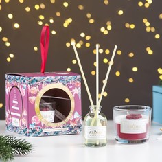 Ароматический набор Happy Christmas "Замороженные ягоды" (свеча + диффузор) Aroma Harmony