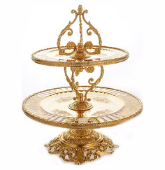 Этажерка 2-х ярусная 30 x 30 x 45 cм н/н Rosaperla "Розаперла /Золотая" / 108233 No Brand
