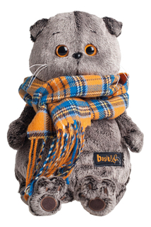 Мягкая игрушка BUDI BASA Ks30-002 Басик и шарф в клеточку 30 см