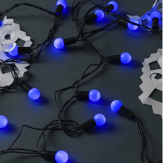 Гирлянда Нить 10м Шарики 1.5 см, IP44, тёмн. нить, 100LED, свечение синее, 8 режимов, 220В Luazon Lighting