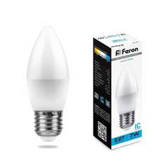 Лампа светодиодная FERON, E27, 7W, 6400K, "Свеча", арт. 678016 - (10 шт.)