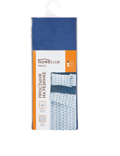 Простыня на резинке Home Club 90 x 200 см хлопок синяя