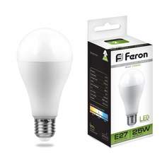 Лампа светодиодная FERON, E27, 25W, 4000K, ЛОН ("груша"), арт. 619973 - (10 шт.)
