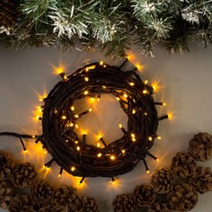 Гирлянда «Нить» 10 м, IP44, УМС, тёмная нить, 100 LED, свечение жёлтое, 220 В Luazon Lighting