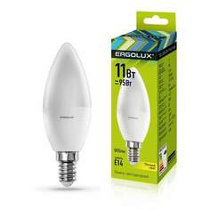 Лампа светодиодная ERGOLUX, E14, 11W, 3000K, "Свеча", арт. 690350 - (10 шт.)