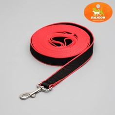 Поводок 7 м х 2,5 см, чёрный с красным Пижон