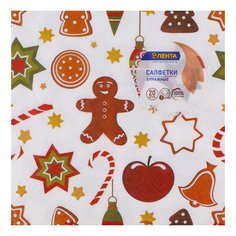 Салфетки бумажные Лента Новогодняя коллекция трехслойные 33 х 33 см 20 шт Lenta