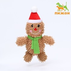 Игрушка мягкая для собак "Снеговик" с пищалкой, 26 х 15 см Пижон