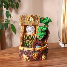 Фонтан Домик с водопадом 10*14*20 см (с подсветкой) No Brand