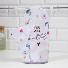 Варежка-прихватка Доляна Beautiful 24х32 , габардин, 35% х/л, 65% п/э, ватин 250г/м2