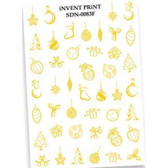 Набор, iNVENT PRiNT, Слайдер-дизайн «Новый год. Зима. Золотые игрушки. Украшения» №SDNF-83