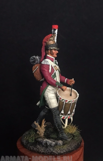 CHM-54187М Барабанщик драгунских полков Франция 1804-07 гг 2 вар голов 54 мм белый металл Chronos Miniatures
