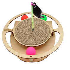 Дразнилка, развивающая игрушка, трек для кошек Gosi дерево, пластик, бежевый, 28 см, 1 шт