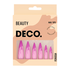 Набор накладных ногтей `DECO` FEROSH pink fire (24 шт + клеевые стикеры 24 шт)