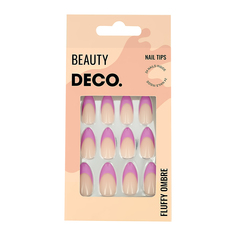 Набор накладных ногтей `DECO` FLUFFY OMBRE violet french (24 шт + клеевые стикеры 24 шт)