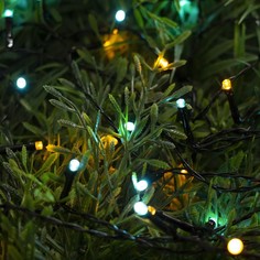 Гирлянда Нить 5 м, IP44, тёмн. нить, 50 LED, свечение жёлт/аквамарин, 2 режима, солн. бат. Luazon Lighting