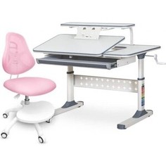 Комплект ErgoKids Парта TH-320 grey + кресло Y-400 PN (TH-320 W/G + Y-400 PN) столешница белая/накладки на ножках серые
