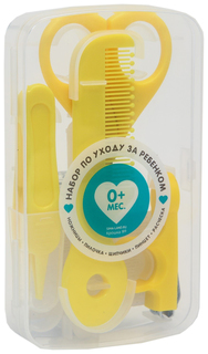 Набор по уходу за ребенком (расческа, пинцет, ножницы, книпсер, пилка), цвет желтый Крошка Я