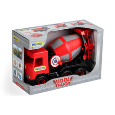 Автомобиль бетономешалкаMiddle Truck, красный, в коробке Wader