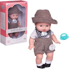 Пупс-кукла Junfa Baby Ardana в белой кофточке, серых шортиках и шляпке