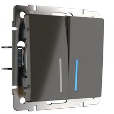 Встраив-й двухкл. проходной выключатель Werkel WL07-SW-2G-2W-LED подсветка серо-коричневый