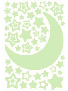 Наклейки виниловые для декора Decoretto Светящиеся Луна и звездочки