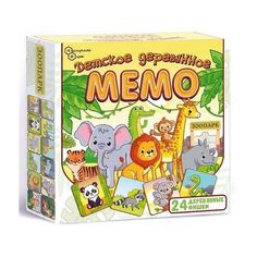 Настольная игра Нескучные игры Мемо Зоопарк 24 деревянные фишки