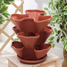 Кашпо многоярусное «Каскад», 3 шт, 12 л (секция 4 л), цвет терракотовый Darel Plastic