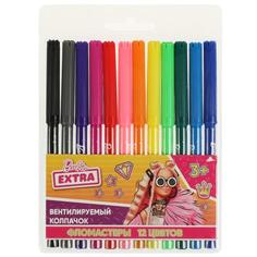 Фломастеры БАРБИ 12цв круглые barbie extra Умка в кор.8*12наб