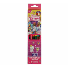 Карандаши цветные УМка Барби Экстра трехгранные 6 цветов