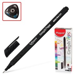 Ручка капиллярная MAPED Graph Peps, черная, трехгранная, линия письма 0,4 мм