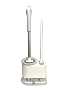 Набор ершиков для туалета 2 в 1 с пластиковой подставкой белый URM