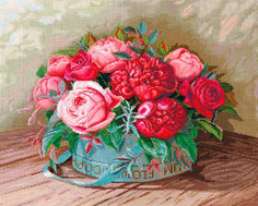 Сделай своими руками из хлопка, "Пионы и розы", 44х35 см