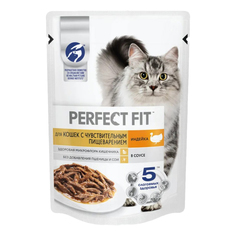 Влажный корм Perfect Fit с индейкой в соусе для кошек с чувствительным пищеварением 75 г