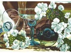 Рисунок на габардине «Бокалы и белые цветы» МП Студия