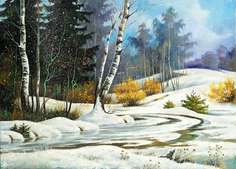 Рисунок на шелке «Оттепель» Матренин посад