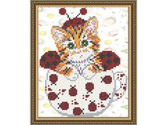 Рисунок на ткани «Котенок в Божьих коровках» Арт Соло