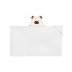 Полотенце детское Nat Медвежонок белое с капюшоном с вышивкой и аппликацией 116-134