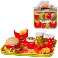 Игровой набор Abtoys Набор продуктов Гастромаркет (бургер, 2 картошки, 2 напитка) на подно