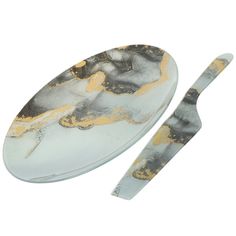 Блюдо стекло 30 см с лопаткой Daniks Флюид