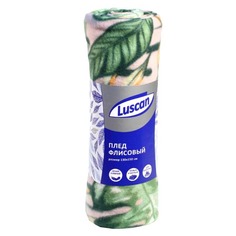 Плед Флис 130х150 см, 120 гр/м2 Орнамент Растительный Тропики Luscan