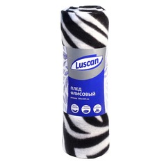 Плед Флис 130х150 см, 120 гр/м2 Орнамент Полосатая зебра Luscan