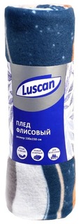 Плед Флис 130х150 см, 120 гр/м2 Орнамент Морские волны Luscan