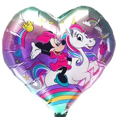 Фольгированный шар "Минни Маус и единорог", на палочке 17" Disney