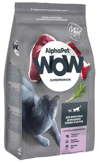 Сухой корм для кошек ALPHAPET WOW SUPERPREMIUM, утка с потрошками, 7 кг