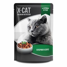 Влажный корм для кошек X-CAT, курица, утка, 85г